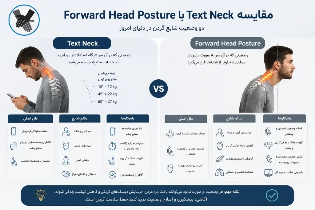 مقایسه Text Neck با Forward Head Posture